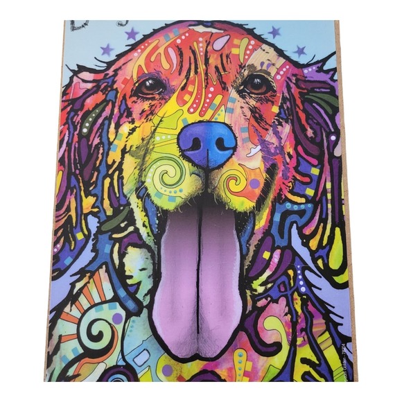 Dog is Love Dean Russo Golden Retriever Abstract Pop Art Wooden Art Plaque USA - Picture 2 of 6